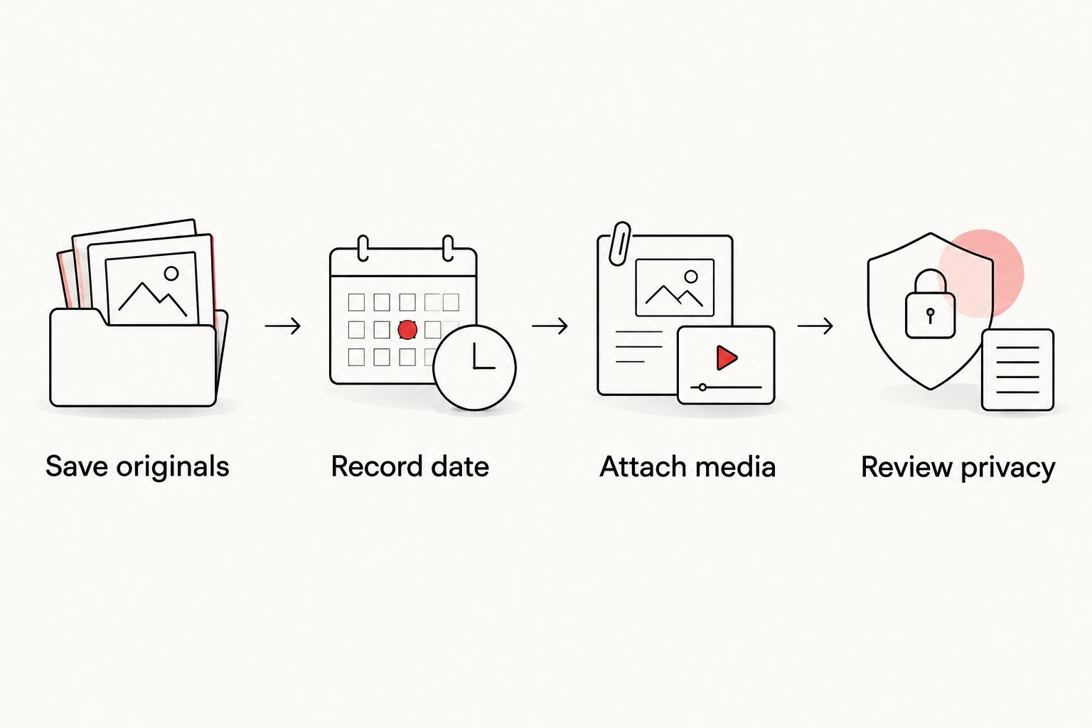 Four steps for saving an ultrasound milestone, from preserving originals to reviewing privacy.
