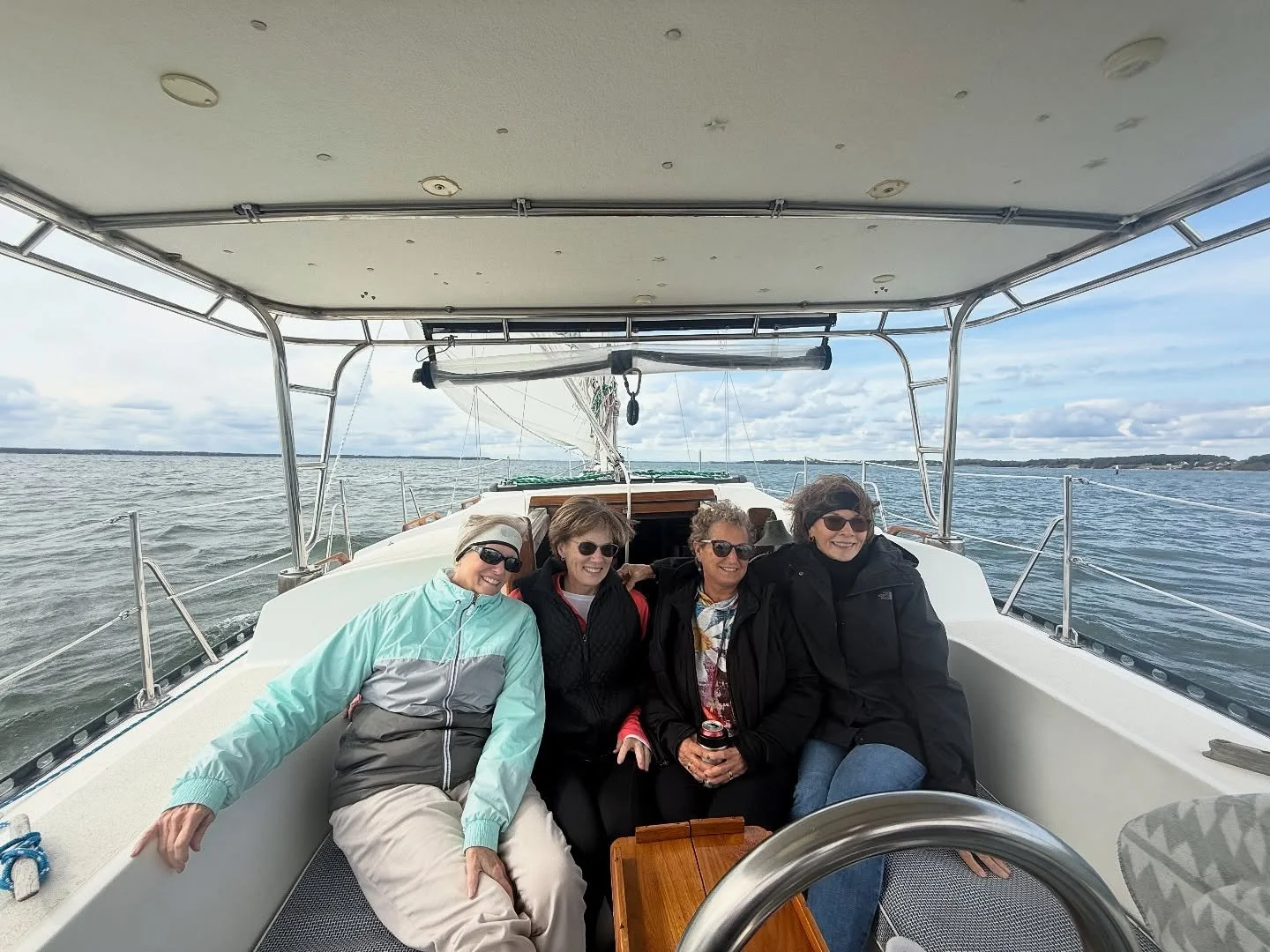 60 years of friendship, great winds, cozy layers, and endless laughter. The most perfect fall sail with these amazing ladies! 🍂⛵️💛

#sweetseacharters #sailchesapeake #chesapeakebay #windmillpointmarina #sailvirginia #sailwithus #sailinglife #onthew