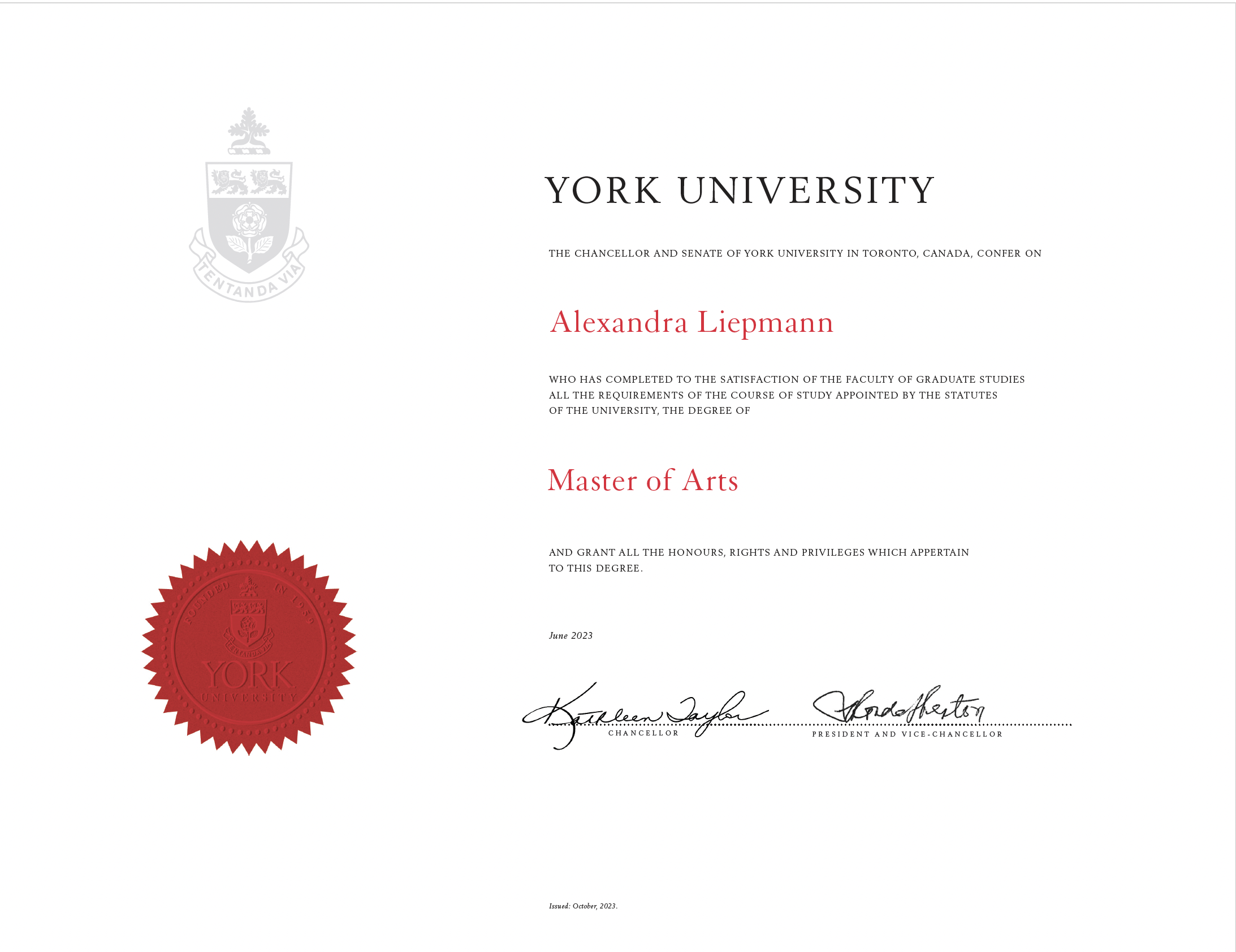 Alex liepmann Master diploma