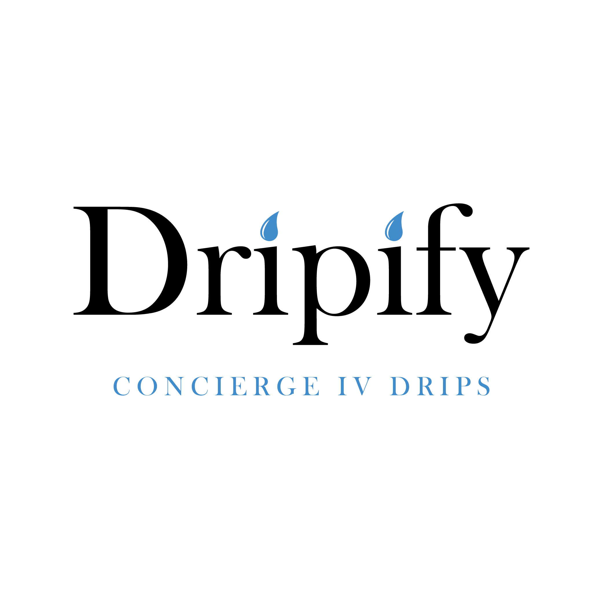 Hydration room logo with water drops and the text "Concierge IV Drips”