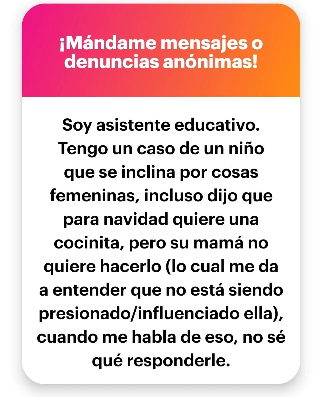 Una inquietud, una respuesta