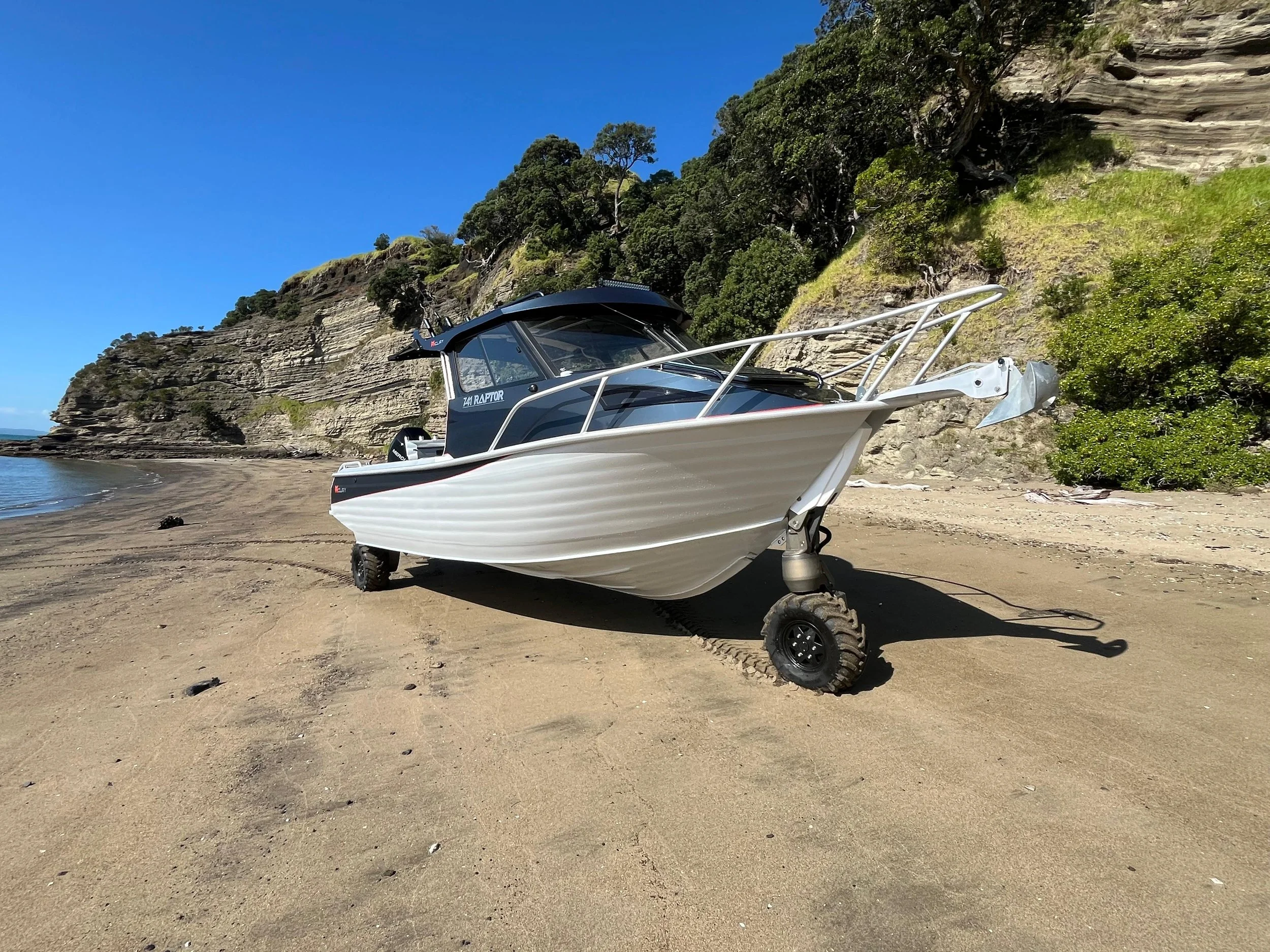 Tectrax Amphibious boat at the beach