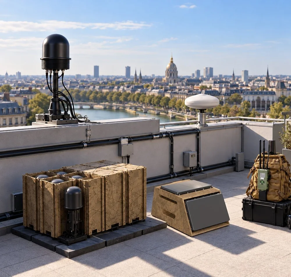 Managed drone and wireless detection on a city rooftop