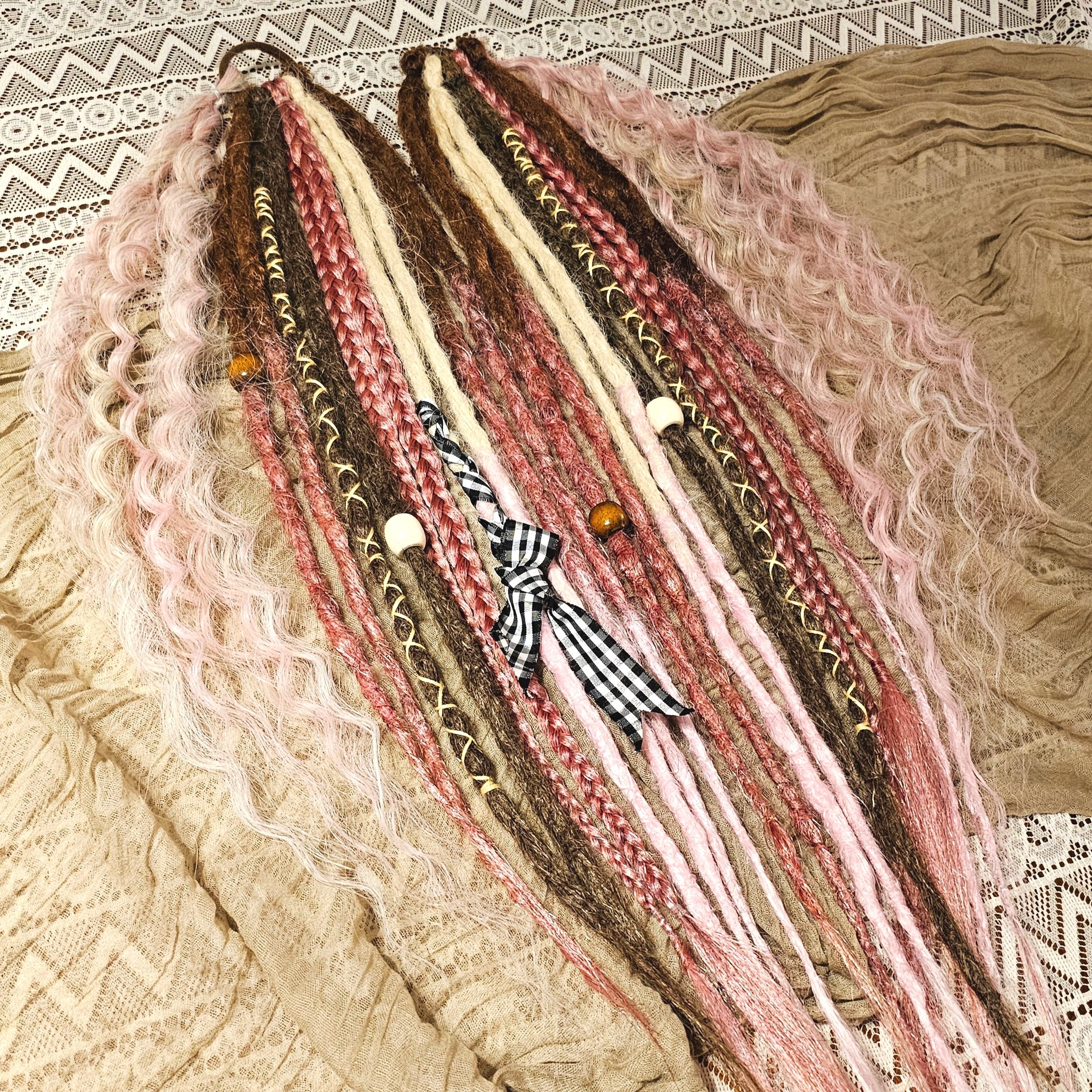 Dreadlock hair tie- Rose