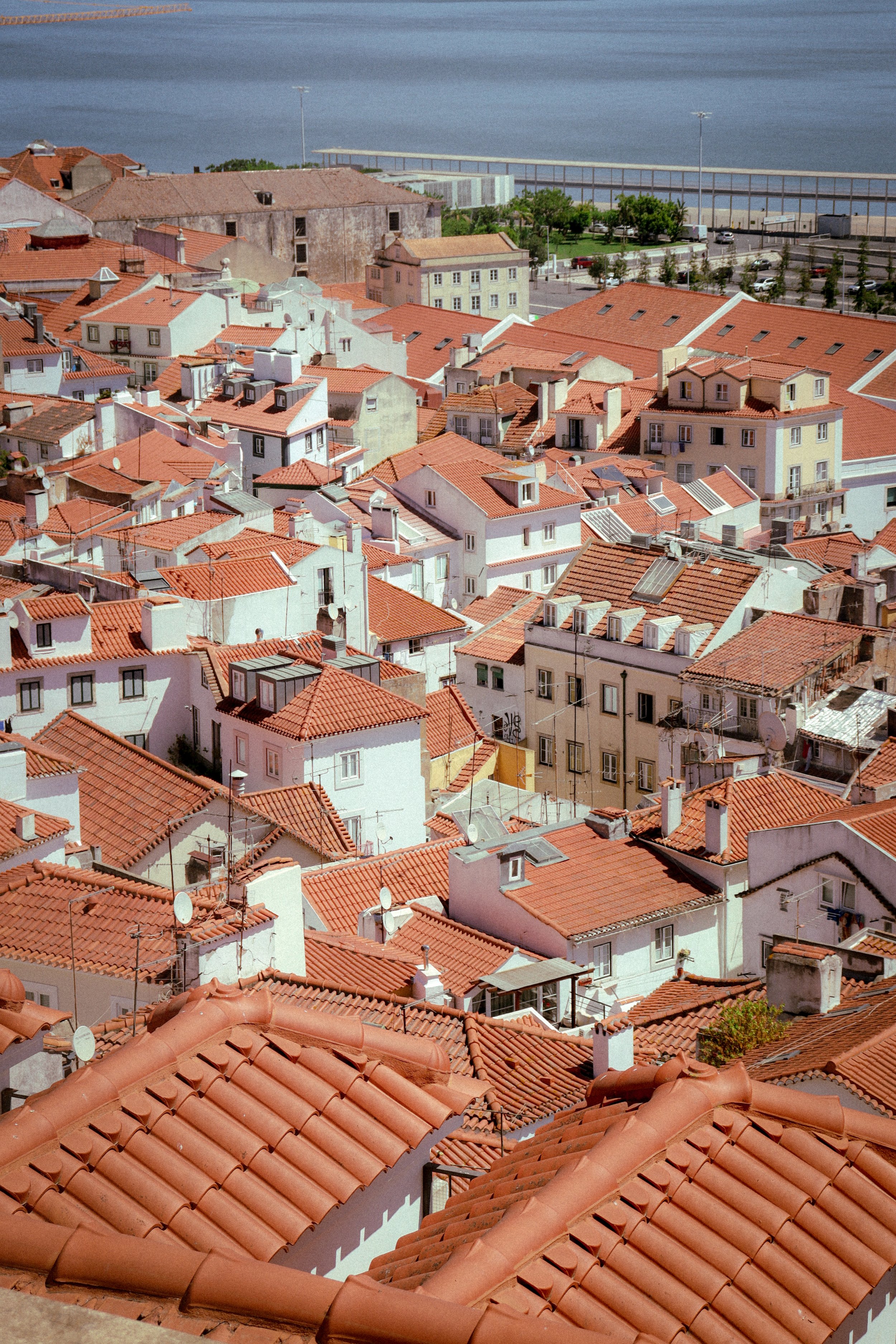 red rooftops on the coast