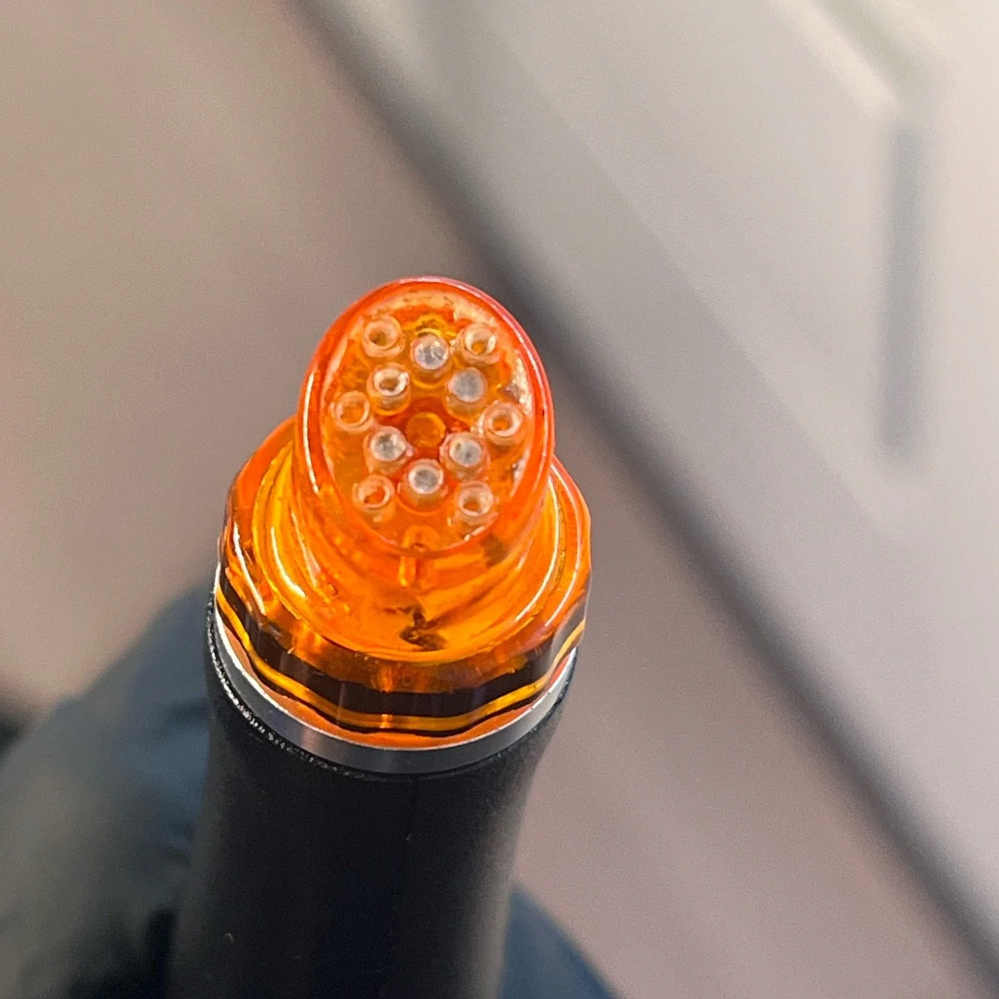 The magic of a HydraFacial is in the wand, which works like a vacuum to open pores for a deep cleanse and easy extraction of impurities and dead skin cells (as you can see stuck in the tiny holes of the tip is a build of congestion and excess sebum).