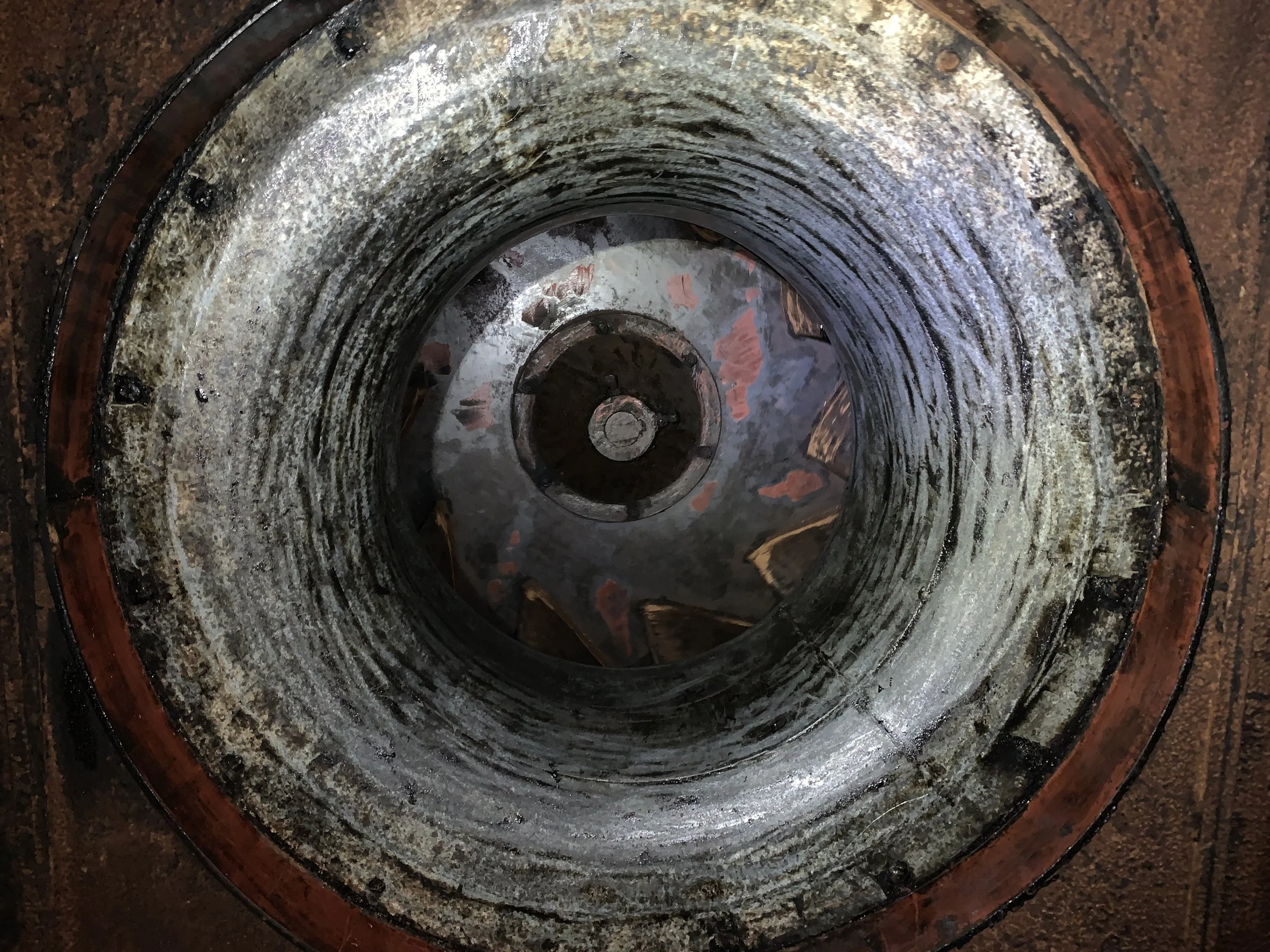 Close-up view of kitchen exhaust fan after cleaning