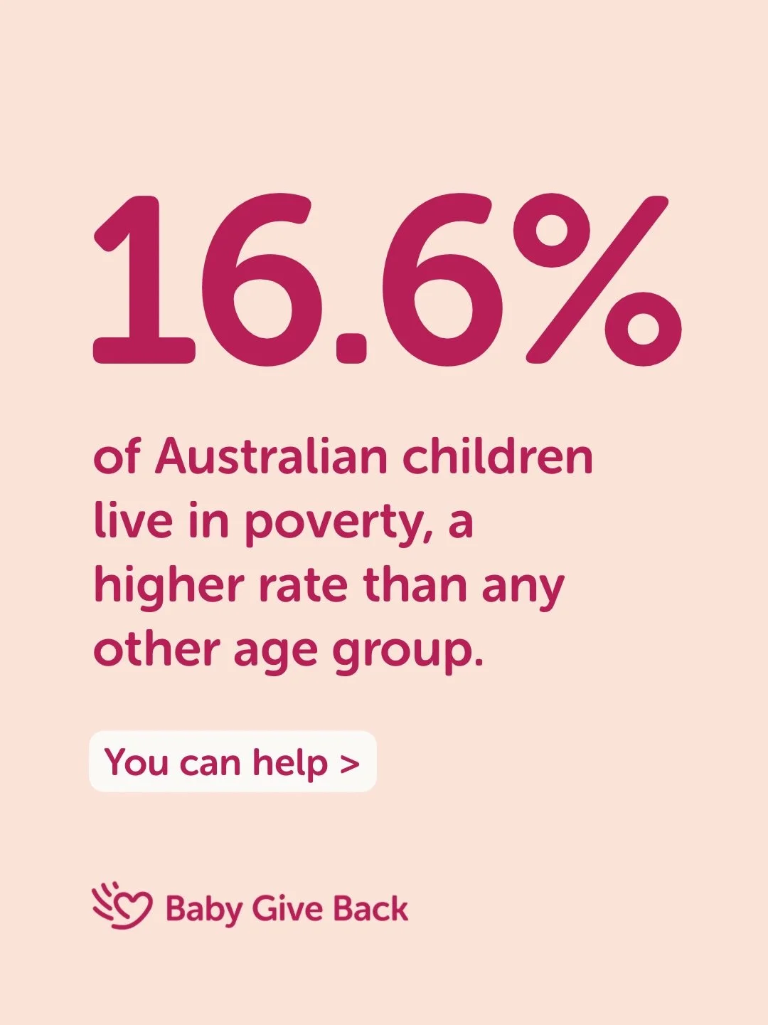 16.6%. It may seem shocking that so many kids in Australia are experiencing poverty. A pack of nappies might not seem like much. But for a family stretching every dollar, it can mean the rent gets paid.

This Anti-Poverty Week, it&rsquo;s important t