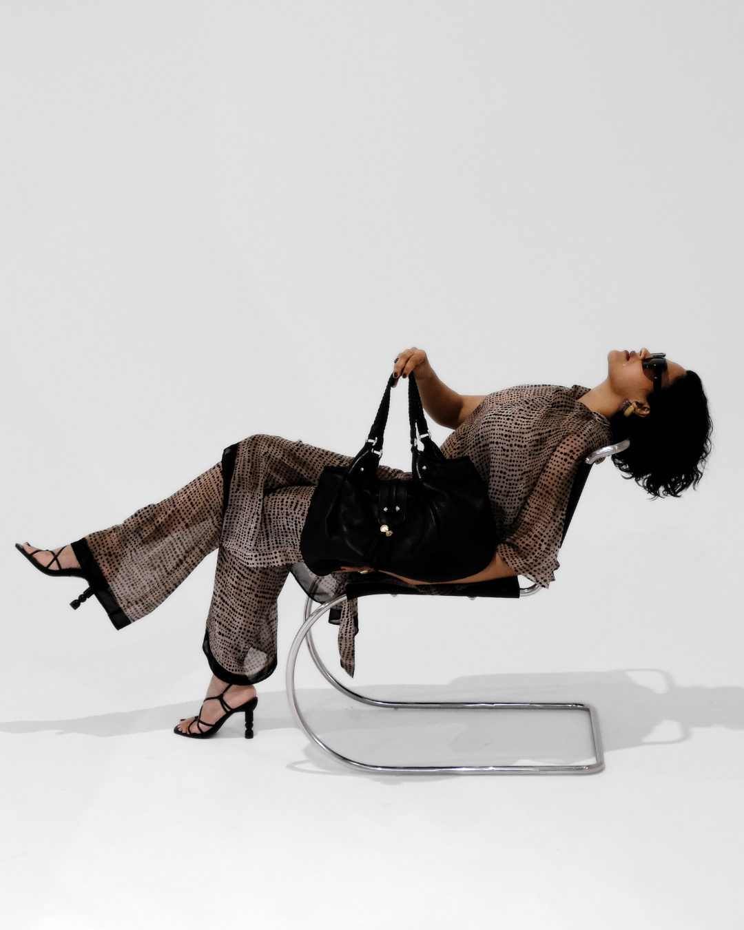 Personal branding editorial fashion photoshoot location for content. Natural light with seamless cyclorama white backdrop wall, included in booking