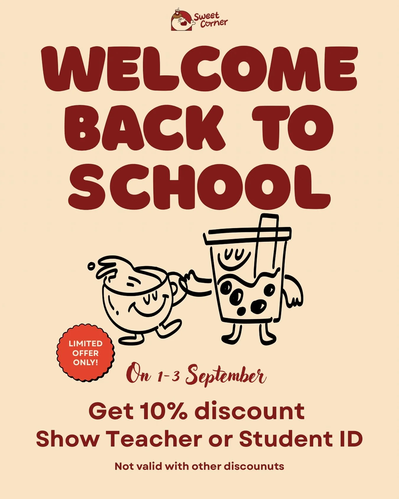 📚 Welcome Back to School! 🎉
Sept 1&ndash;3, enjoy 10% OFF when you show your Teacher or Student ID.
(Not valid with other discounts)