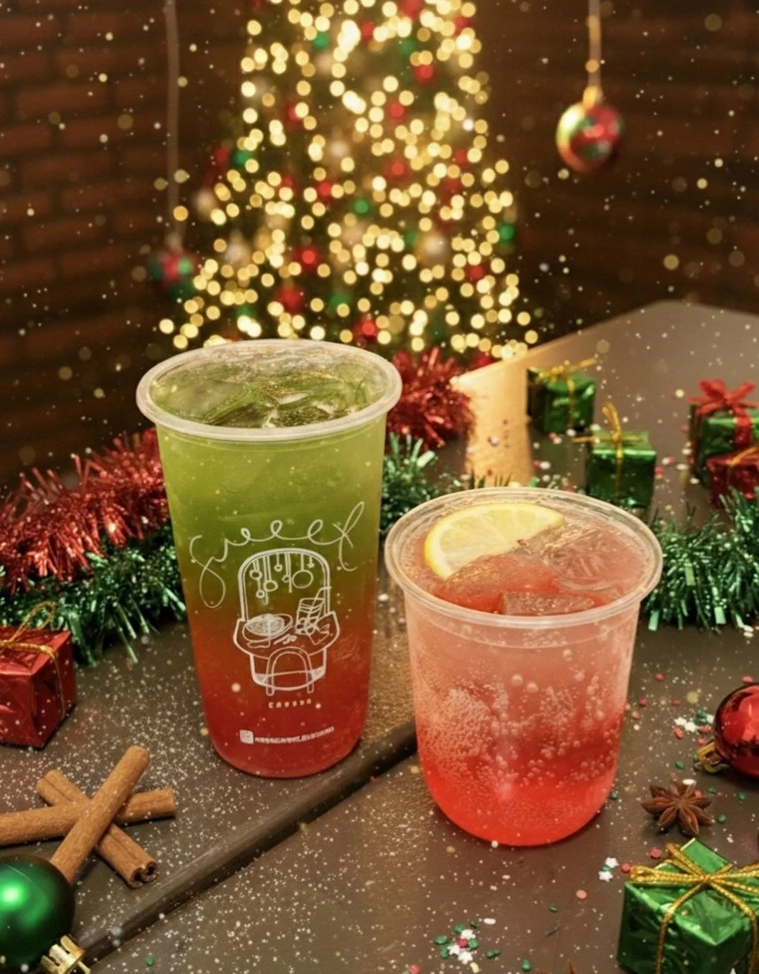 Festive sips are here! 🎄
Try our Holly Jolly Soda (Green Apple + Strawberry) and Merry Berry Refresher (Raspberry + Honey + Lemon).
Sweet, bright, and made to cheer you up! ✨🍹