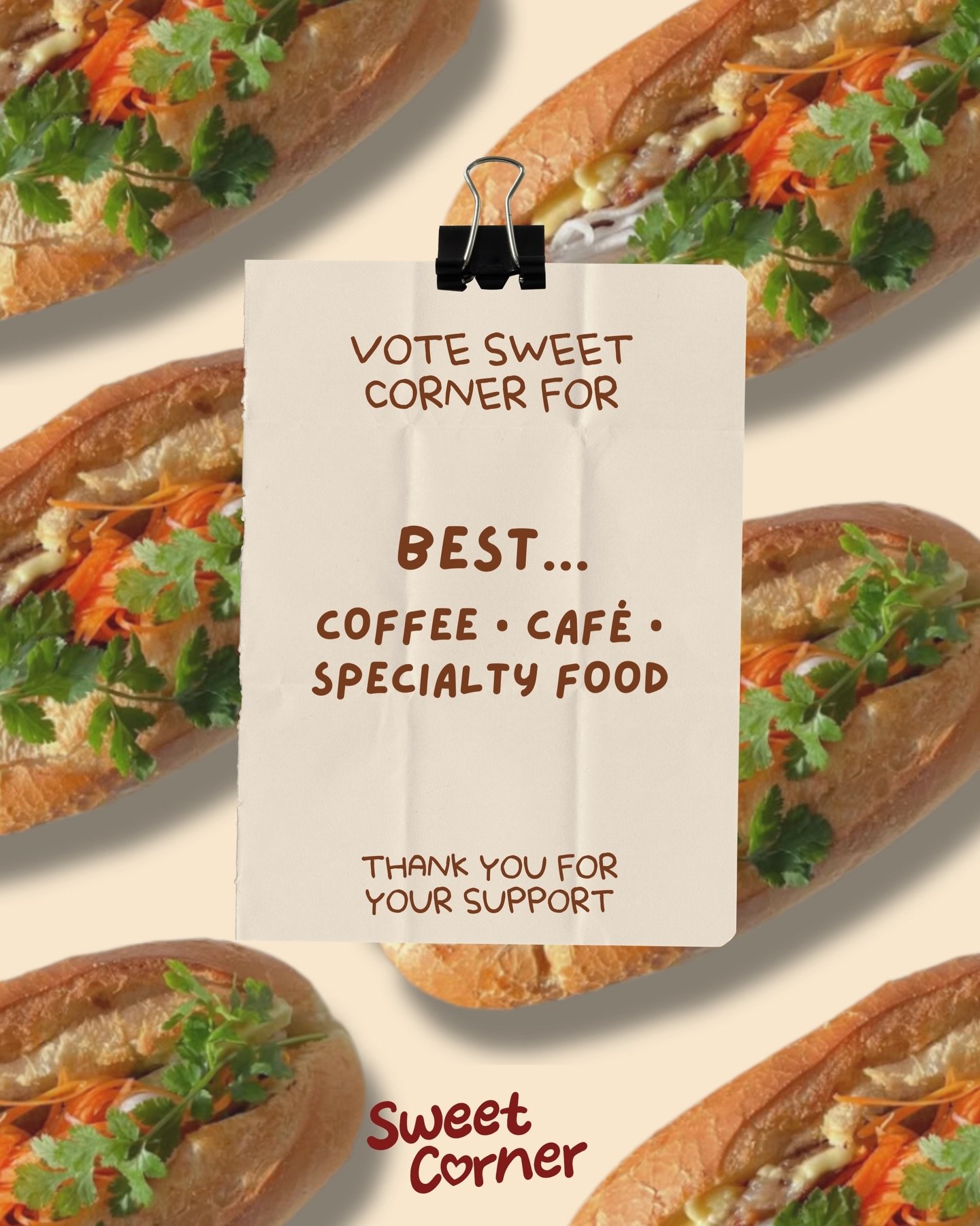 Your favorite boba spot is nominated 👀🏆

Sweet Corner
Best Coffee / Caf&eacute; / Specialty Food

Show us some love 💛
👉 Vote Sweet Corner