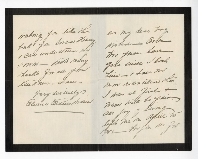 Eleanor Elkins Widener (1861–1937), autograph letter signed to A.S.W. Rosenbach. [July? 1914]. Rosenbach call number RCo I:181:31.