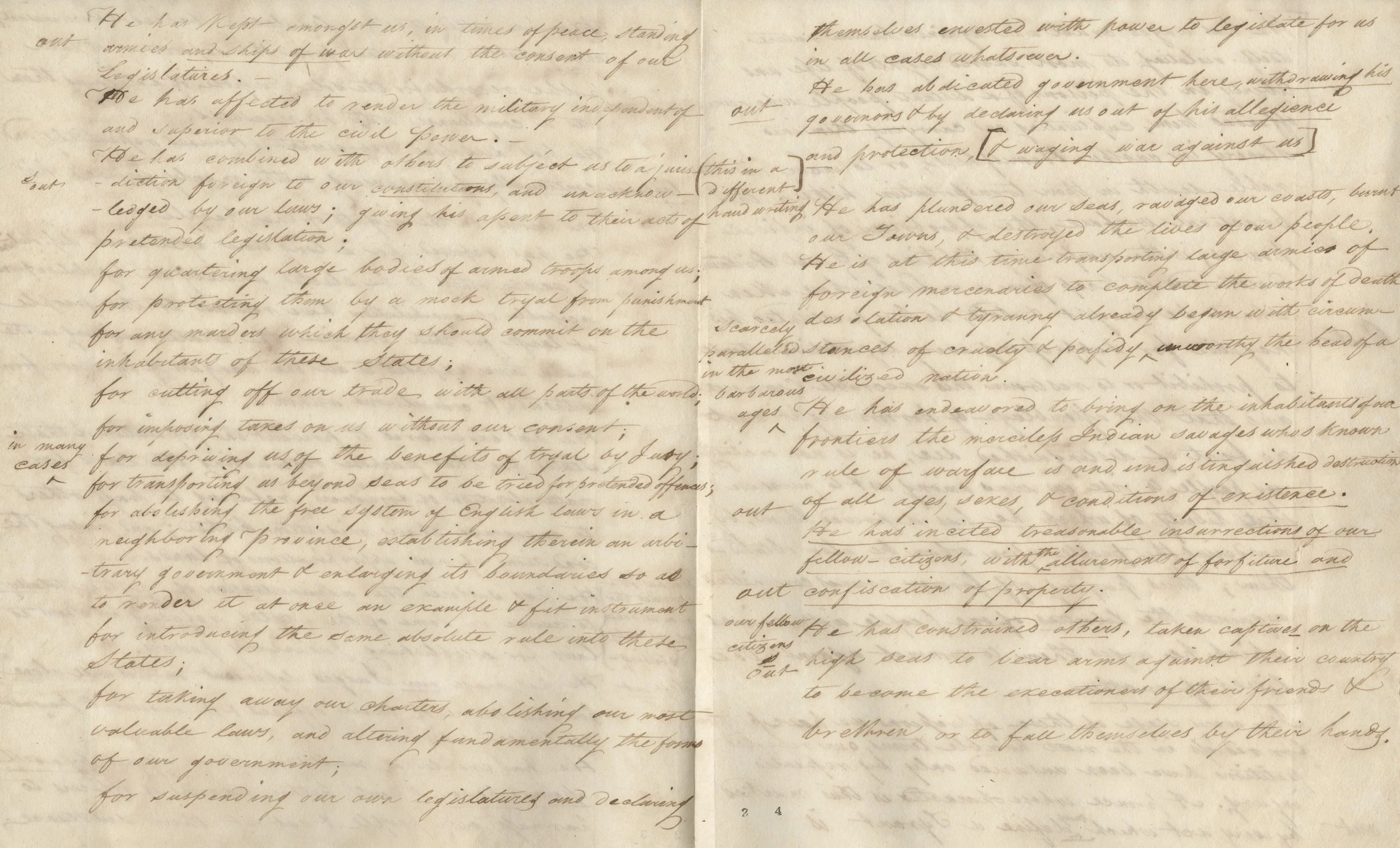 United States, Declaration of Independence: manuscript copy. [ca. 1794]. Rosenbach Museum &amp; Library, AMs 1084/7 