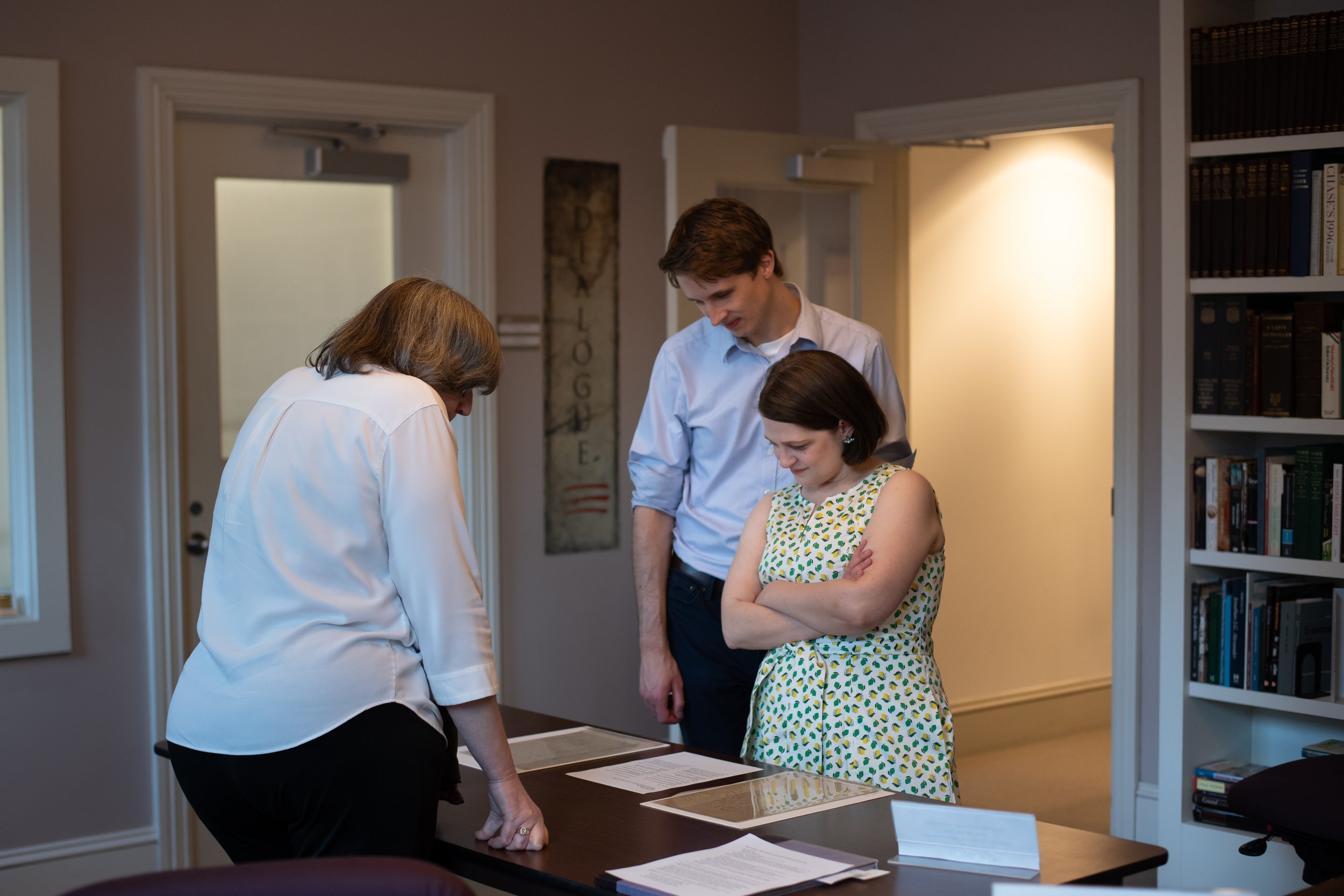Librarian Elizabeth E. Fuller welcomes visitors to the Reading Room. Image courtesy of Tracie Van Auken 