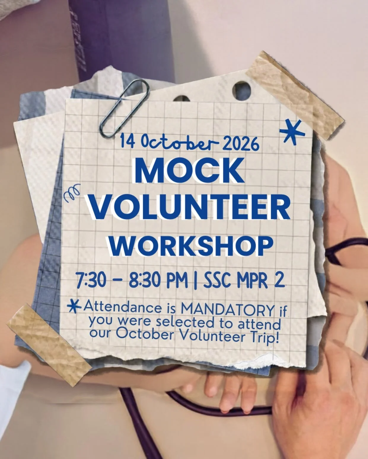 Hey Highlanders!! 🐻💙

With our upcoming volunteer trip approaching, it&rsquo;s time for our Mock Volunteer Workshop!

If you&rsquo;re interested in getting hands-on experience and learning more about what we do during our clinics, come join us for 