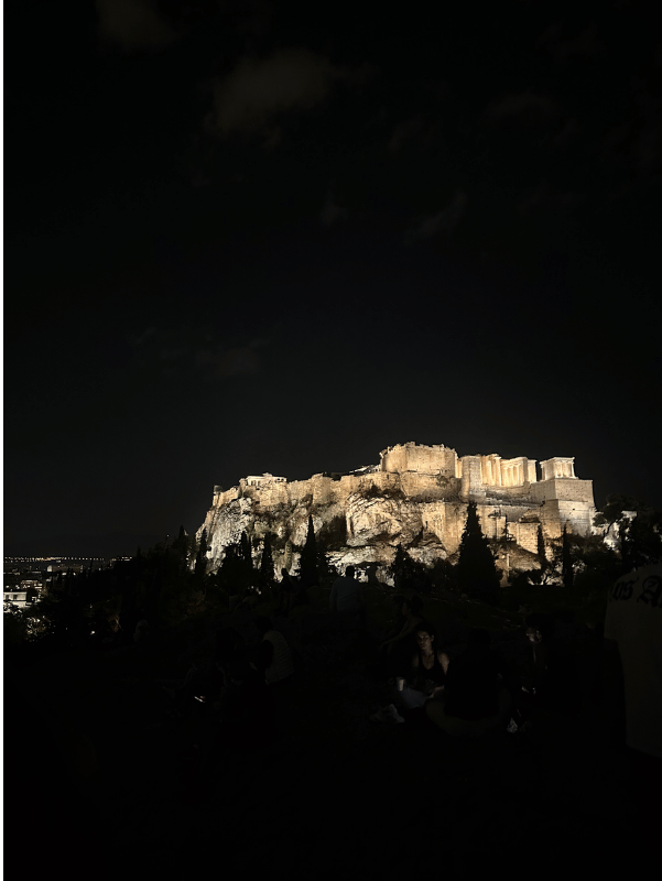 Ancient ruins in Athens with the Acropolis in the background, a popular stop for solo female travellers in Greece.