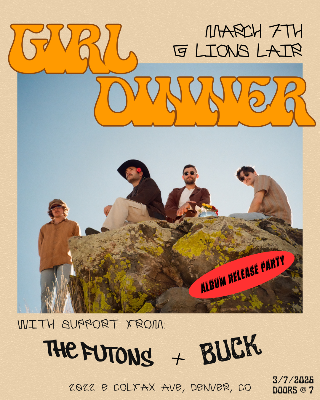 GIRL DINNER ALBUM RELEASE With: The Futons & BUCK