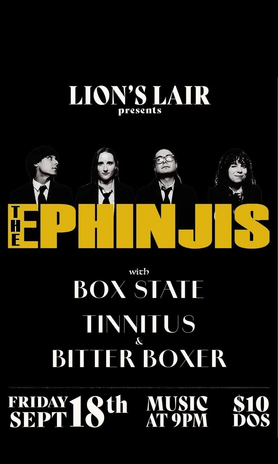 The Ephinjis / Box State / Tinnitus / Bitter Boxer 
