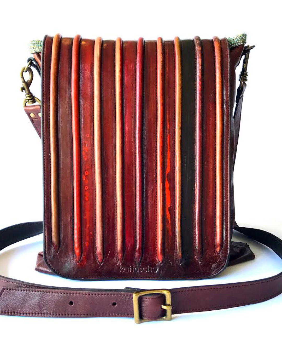 soft crossbody, hand dyed and painted