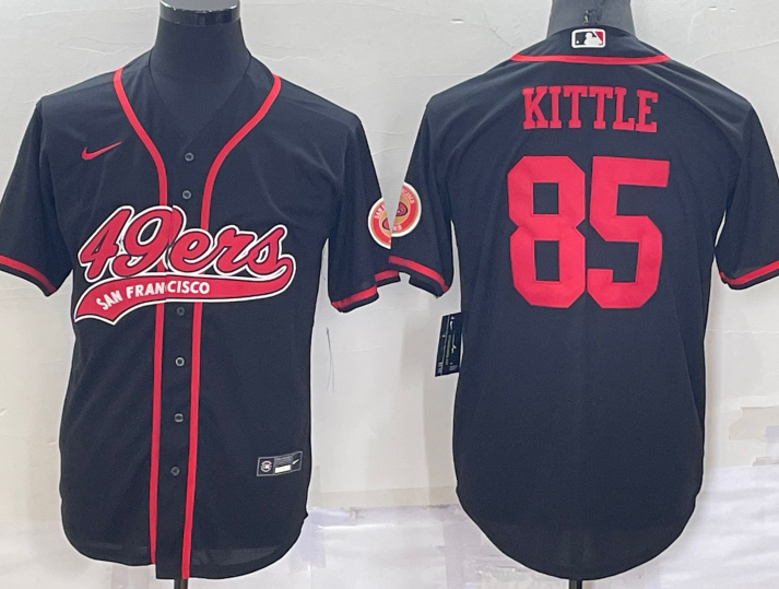San+Francisco+49ers+%2385+George+Kittle+Baseball+Jersey+Black.png
