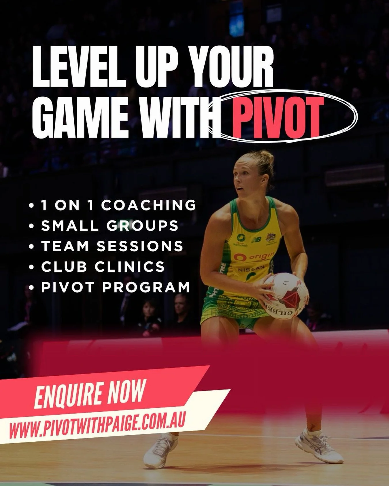 LEVEL UP YOUR GAME WITH PIVOT! 🚀

We&rsquo;re excited to be offering plenty of session options to meet your netty needs:

⚡️ 1-1 coaching
⚡️ Small groups 
⚡️ Team sessions
⚡️ Club clinics

ENQUIRE NOW ‼️

Don&rsquo;t forget to register for our holid
