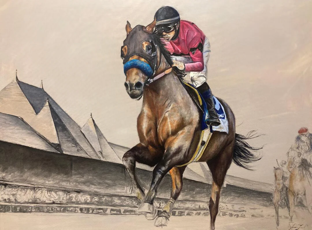 “Coasting to the Finish”, 36x48 by Jessica Leonard