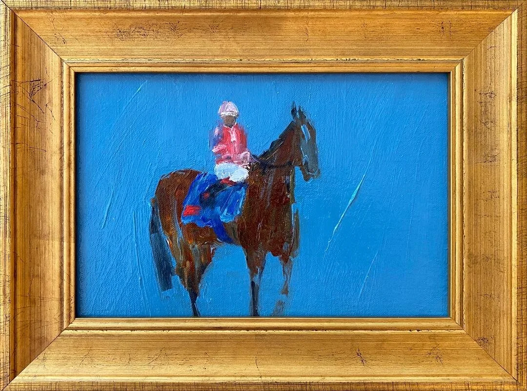 Pink and Blue Rider, 6x9