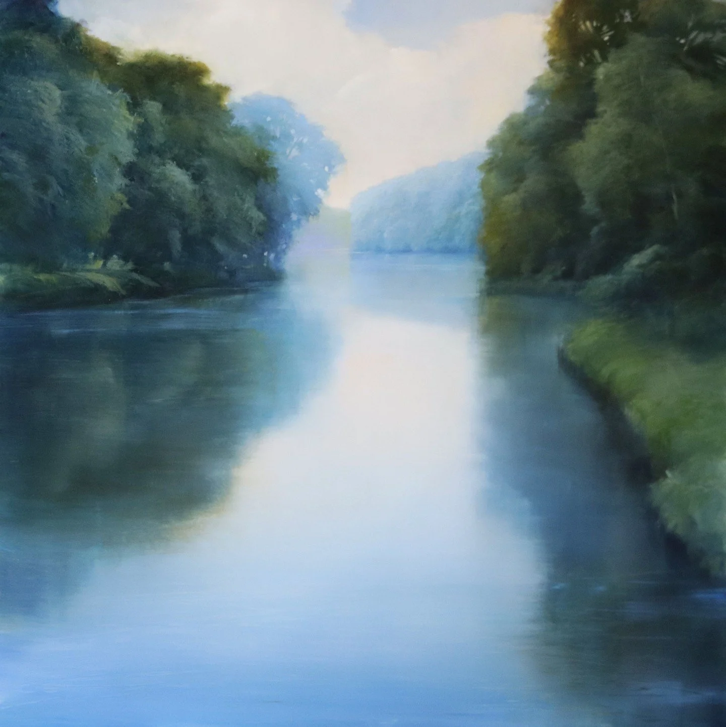 Stillness meets strength in this breathtaking new oil on aluminum by Janine Robertson. Her ability to translate the quiet pulse of nature into luminous, meditative surfaces continues to set her apart — every reflection and ripple feels alive be