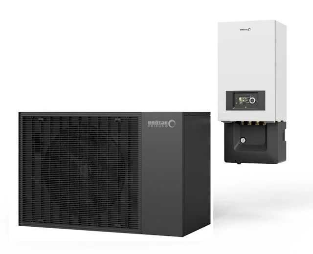 Ein Luftwärmepumpensystem mit Außeneinheit und externer Steuerungseinheit