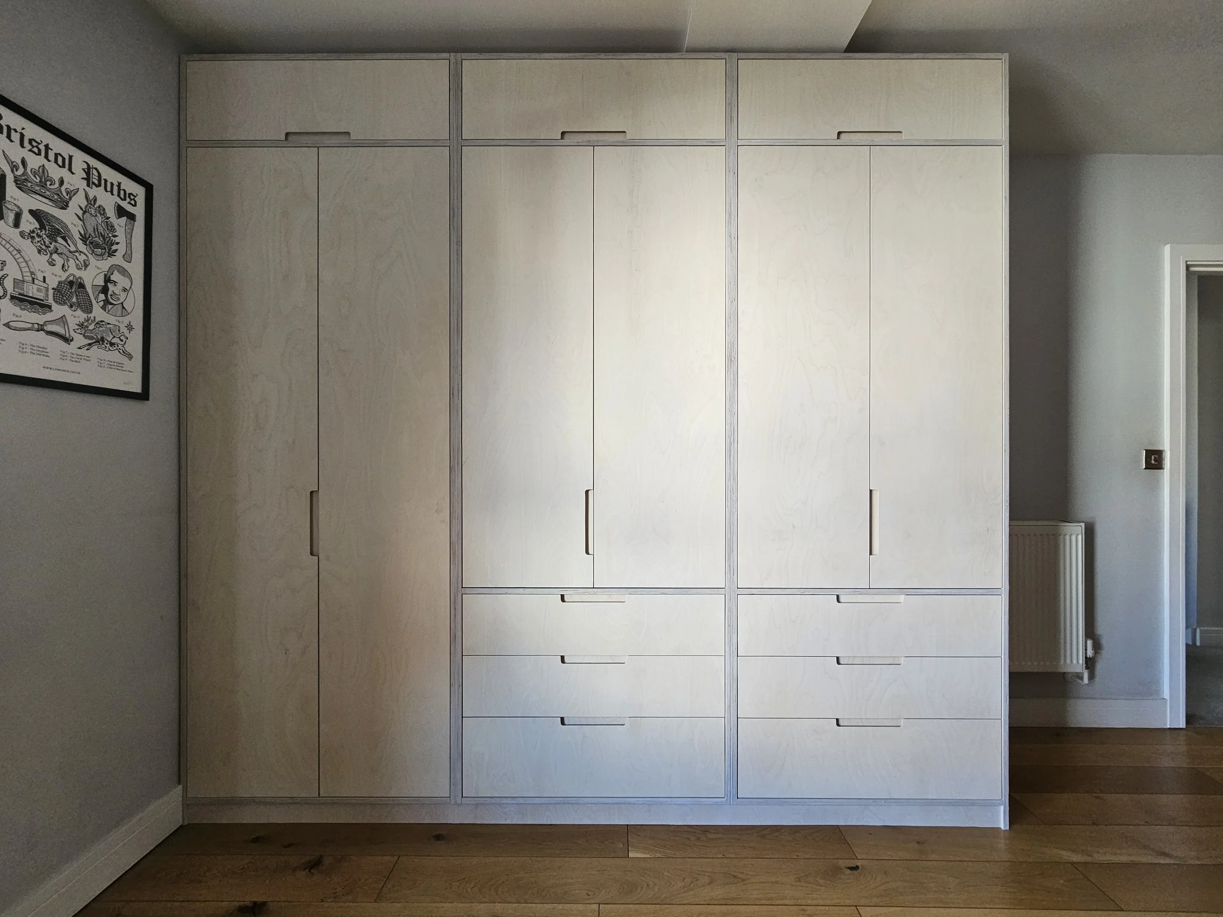 Birch ply bespoke wardrobe.