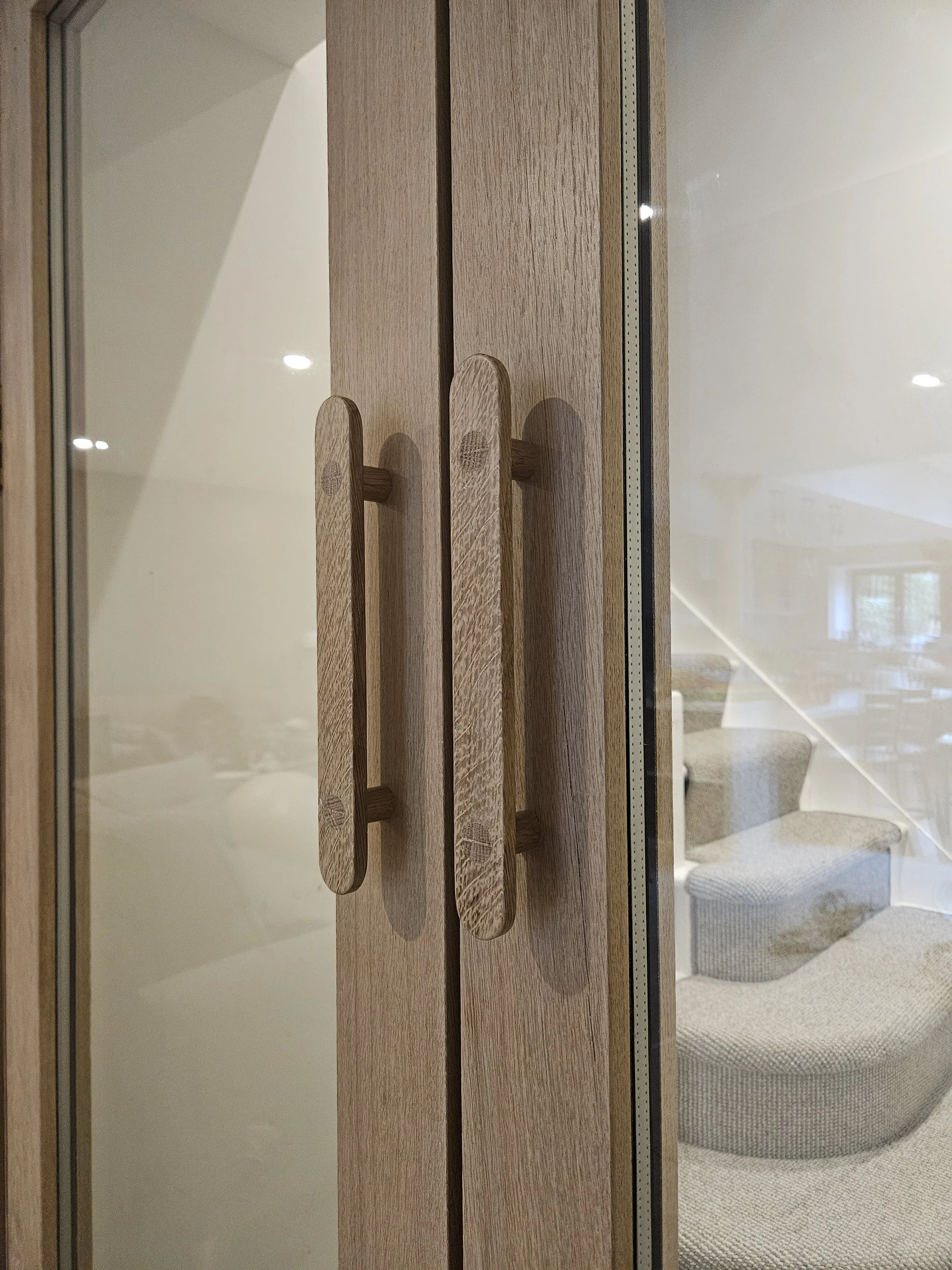 Bespoke joinery, oak double doors.