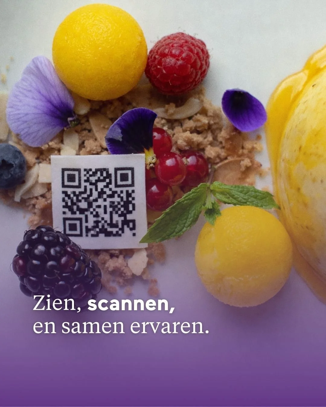 Een QR-code op je dessert. En ja, je kunt &rsquo;m scannen. 👀

Stel je voor: een eetbare QR-code, subtiel verwerkt in het gerecht. Gasten scannen, nemen een hap en stappen direct in jouw verhaal.

Zo verandert een productlancering, campagne of een i