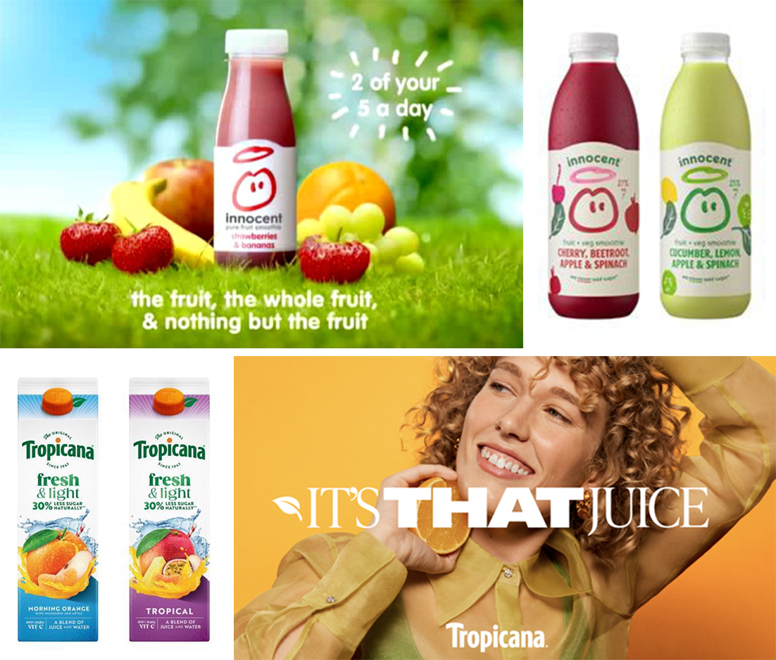 Two drinks brand campaigns, Innocent Drinks and Tropicana