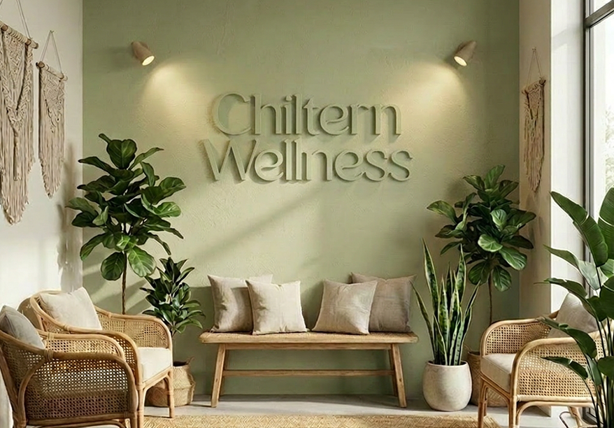 Reflexologist waiting room with logo sign