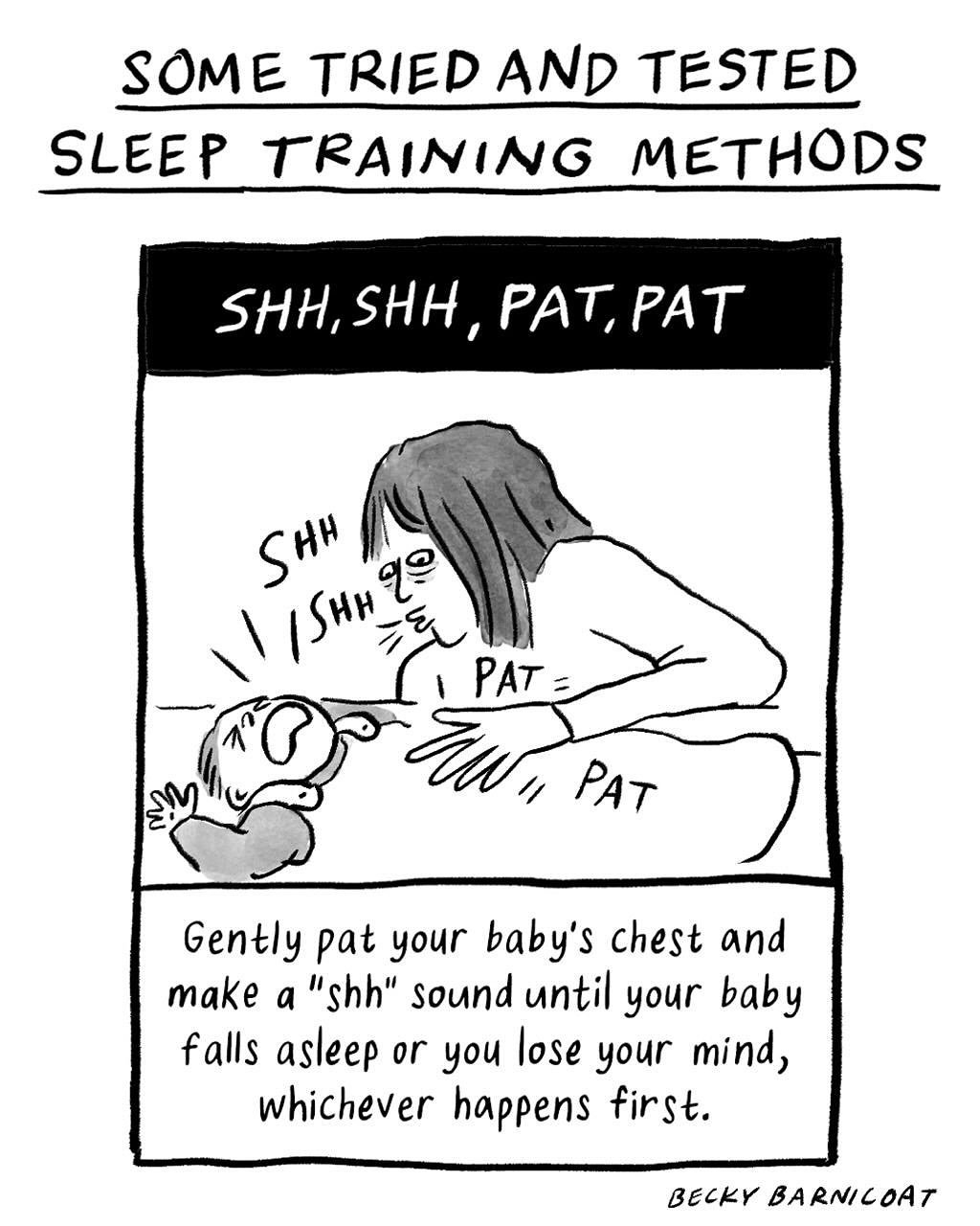 The only thing that worked for us was the &ldquo;baby eventually becomes a child who sometimes sleeps through the night&rdquo; method 😴 
&mdash;
From my book &mdash; order at the link in my bio! 📖