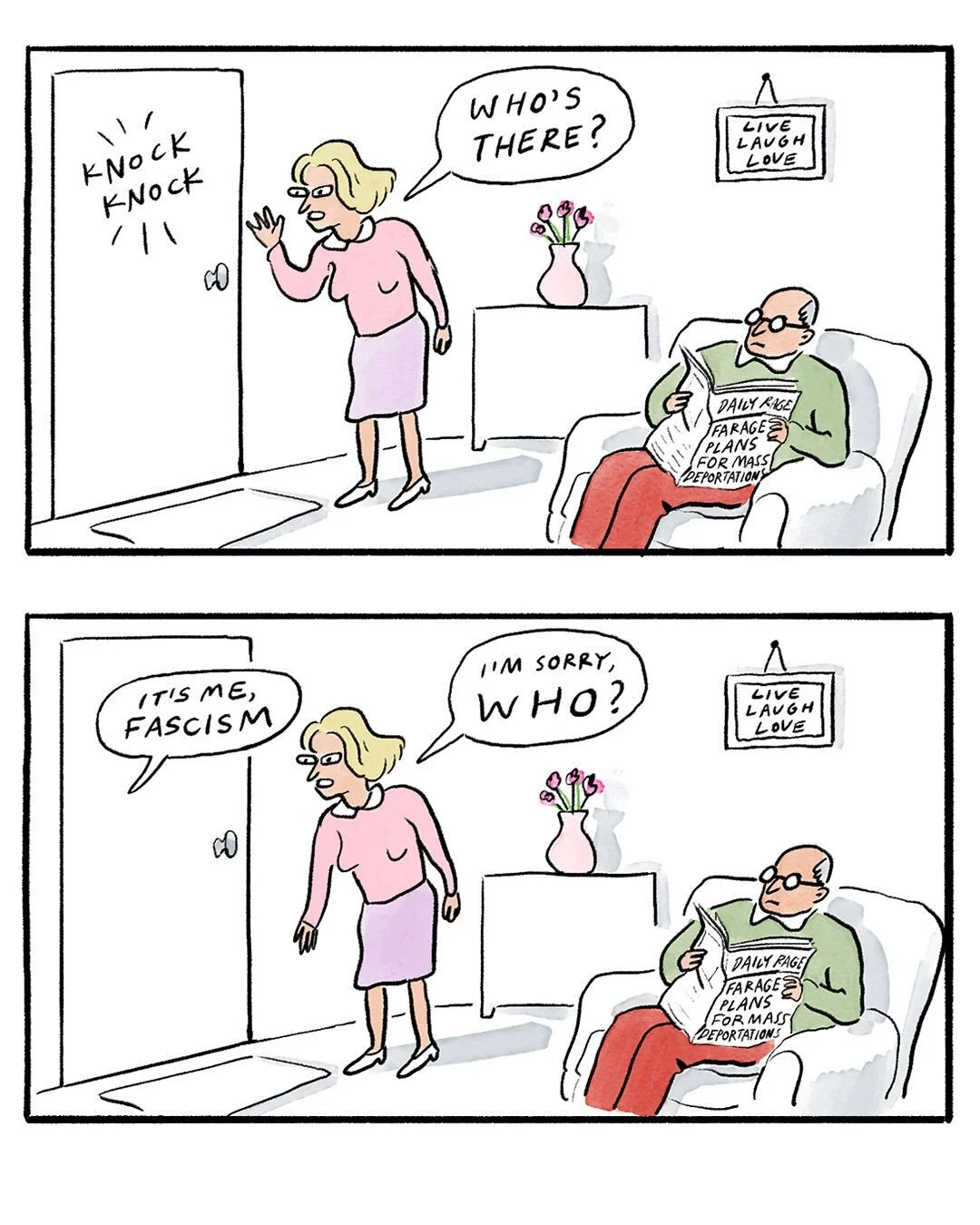 Knock knock&hellip; My cartoon for the @guardian today.