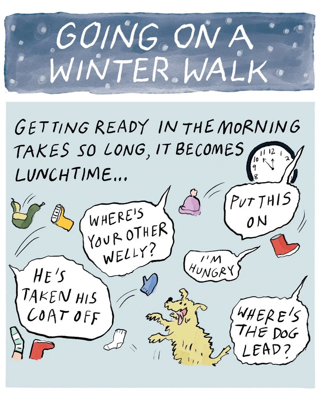 Winter is very hard for people who are slow to get ready 🫠 Cartoon for the @guardian @gdnsaturday magazine.
