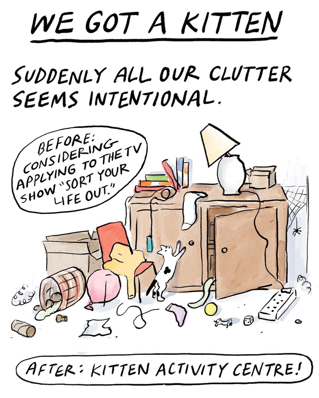 The Kitten, keeping 2026 afloat 😌 
This week&rsquo;s Millennial Life strip for the @gdnsaturday magazine in the @guardian