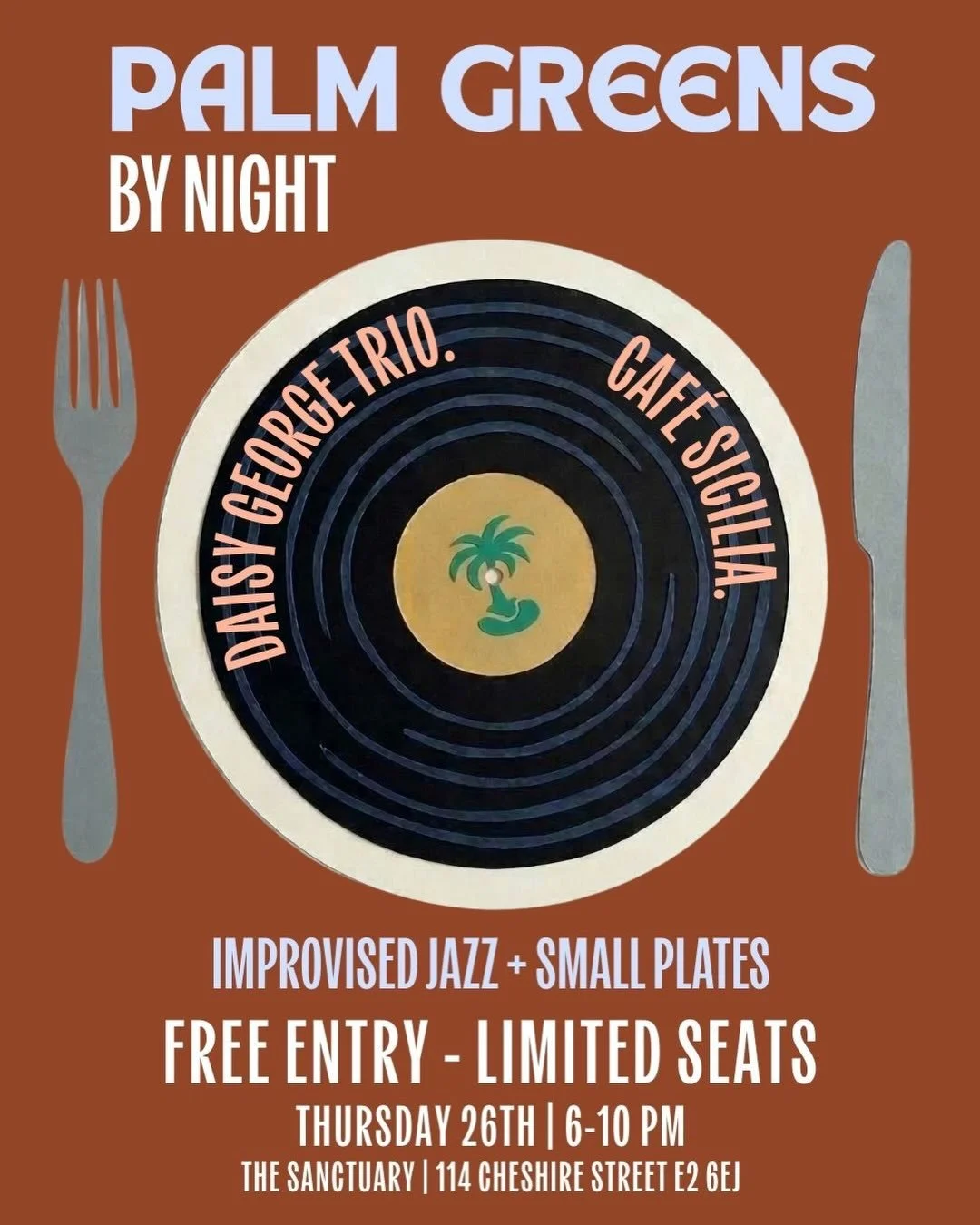 Excited to host @daisygeorge and @itscafesicilia The Sanctuary next thursday 26th for the first epoisdoe of  Palm Greens By Night. 

A la carte menu - new seasonal dishes, small plates, made for sharing or order a few for yourself! 

Everyone welclom