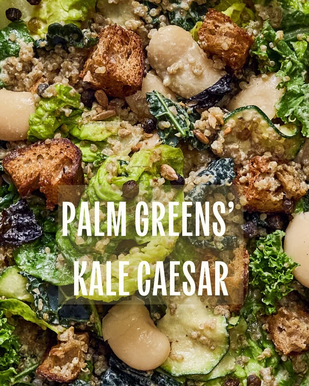@palmgreens KALE CAESAR 

The only way to start your week. 🥬 A nutritious twist on the classic, umami, creamy, crunchy, fresh! 

Our dressing is made using organic sunflower seeds, @honest_toil EVOO &mdash;> creamy but tangy. Sourdough croutons, 