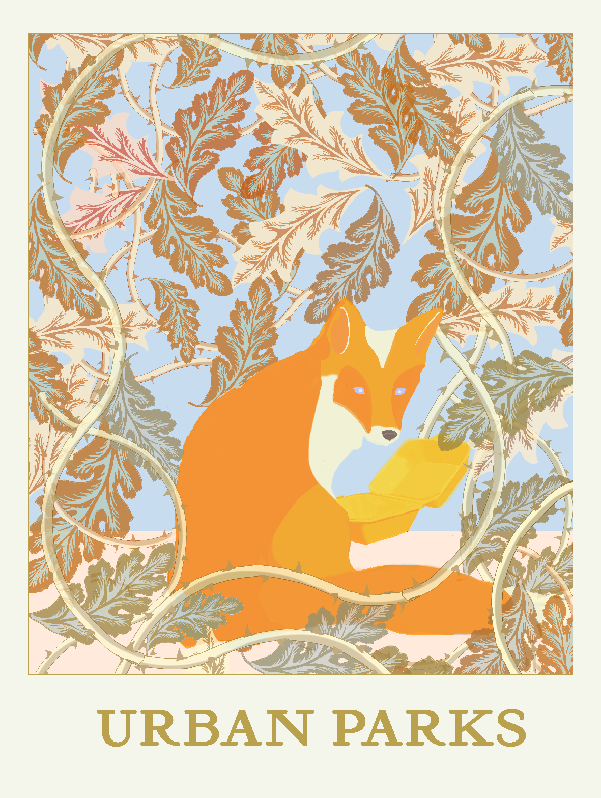 Urban Parks: Fox and a Box - Edition of 50 - (50 x 70cm) - £200