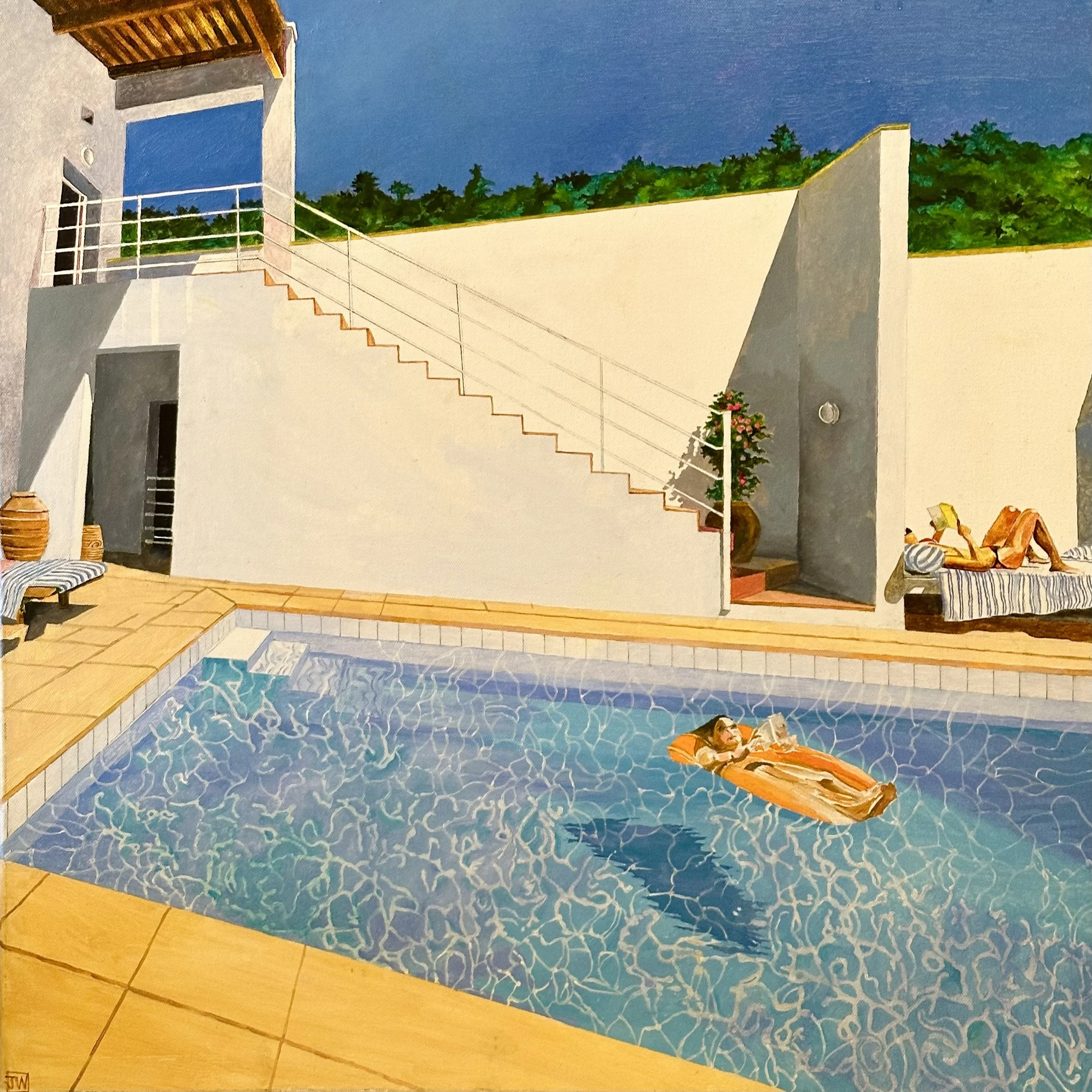 Bathing Beauties - South of France - (60cm x 60cm) - Oil on Canvas - £3000