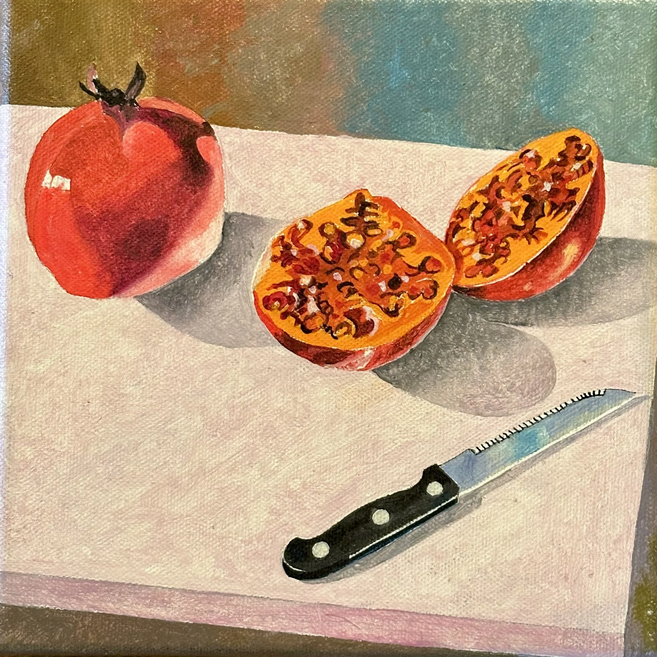 Pomegranates- (20cm x 20cm) - Oil on Canvas - £400