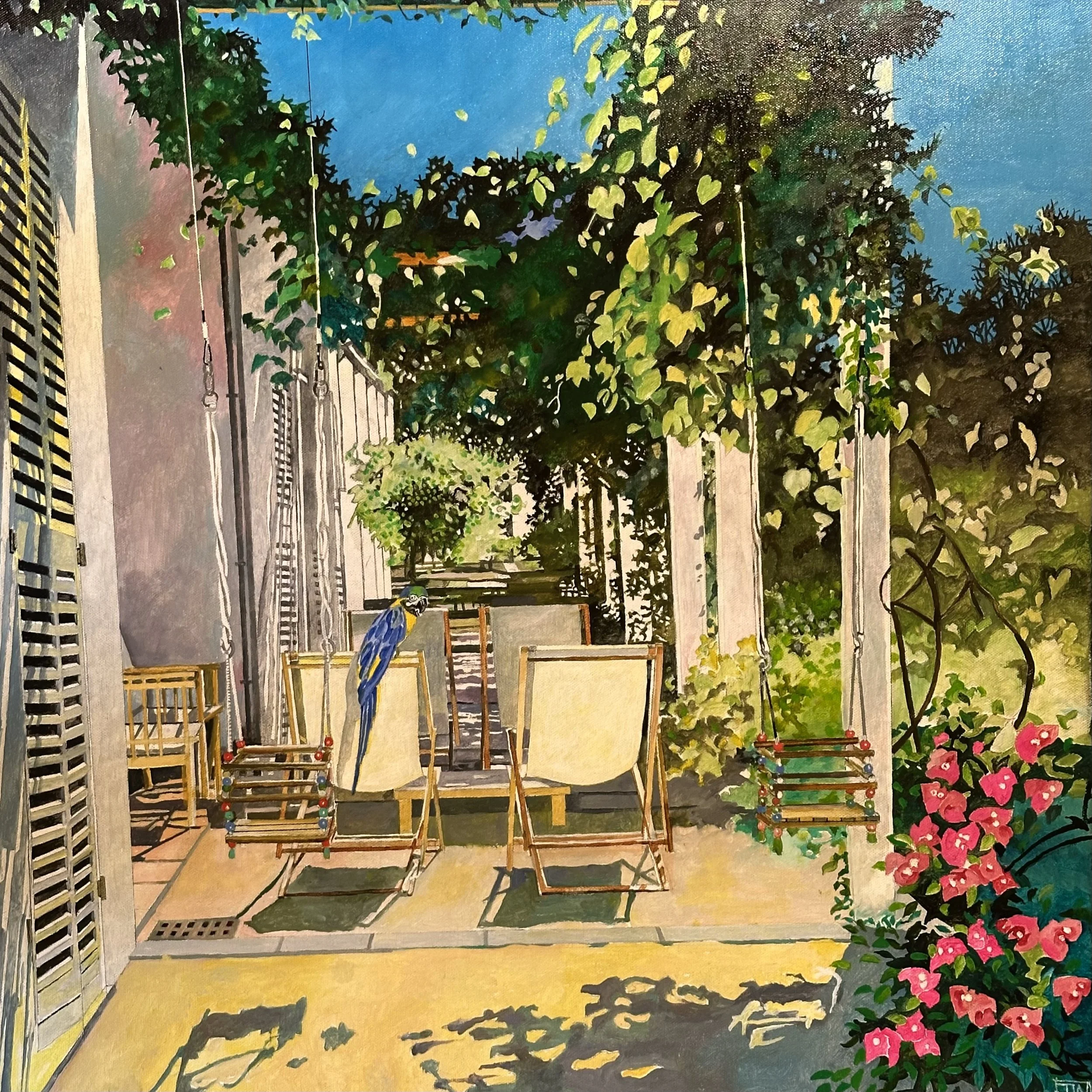 Verandah - South of France - (60cm x 60cm) - Oil on Canvas - £3400