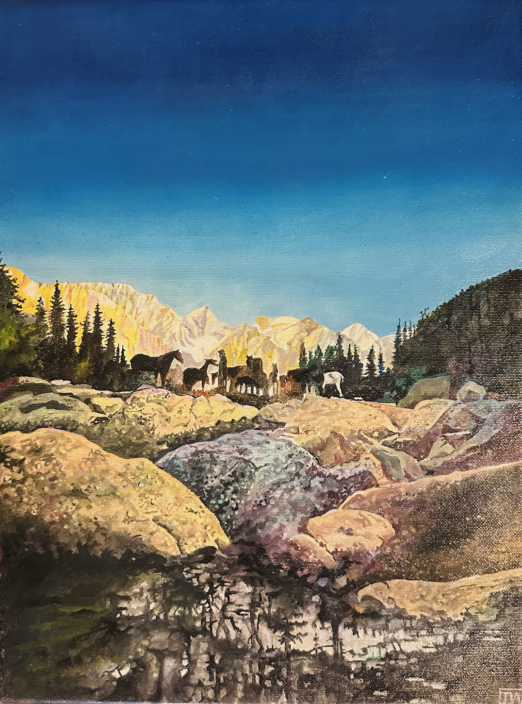 Horses - (30cm x 40cm) - Oil on Canvas - SOLD