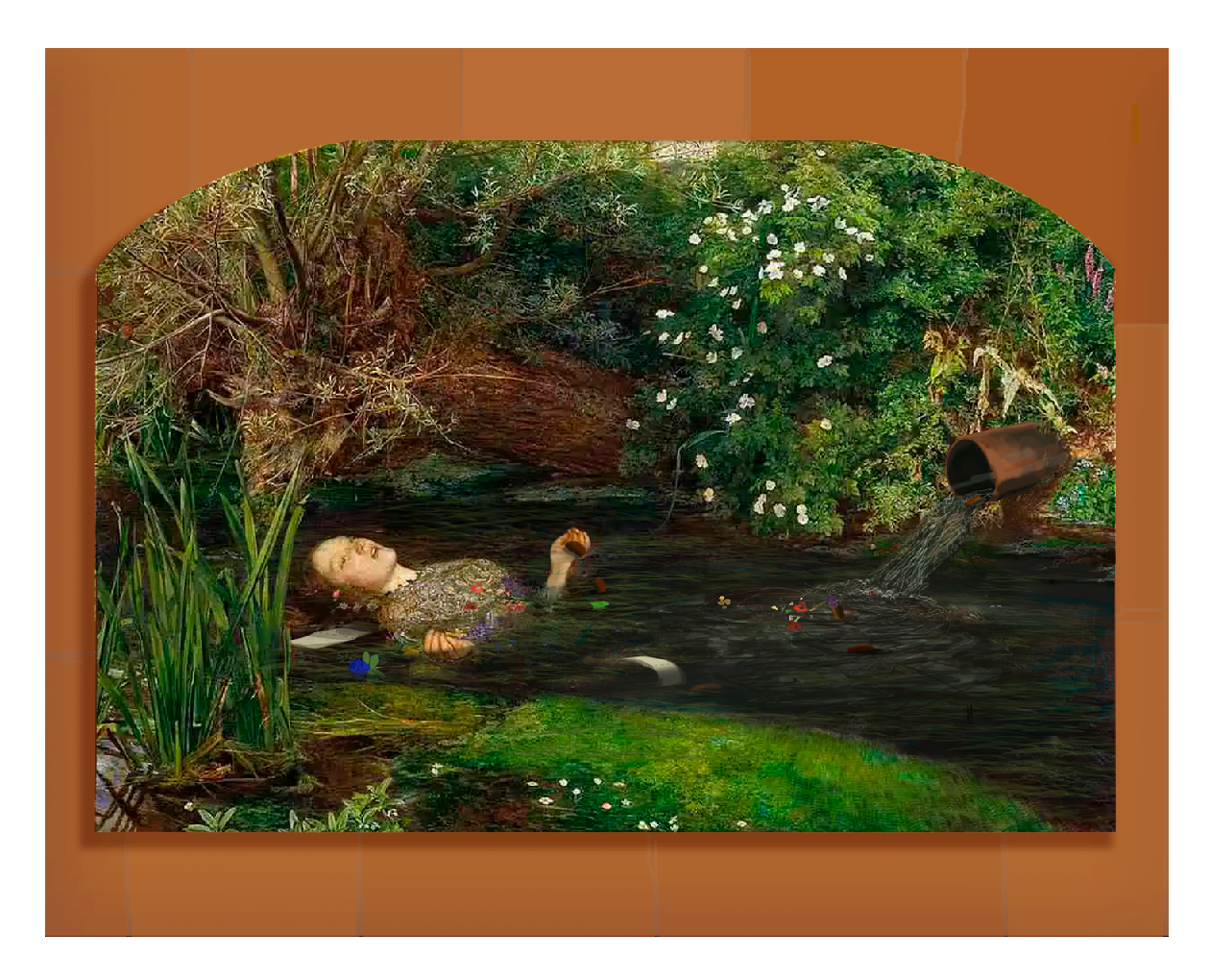 Ophelia: Sewage - Edition of 50: Metal Leaf mount, digital print - (30 x 40cm) - £150