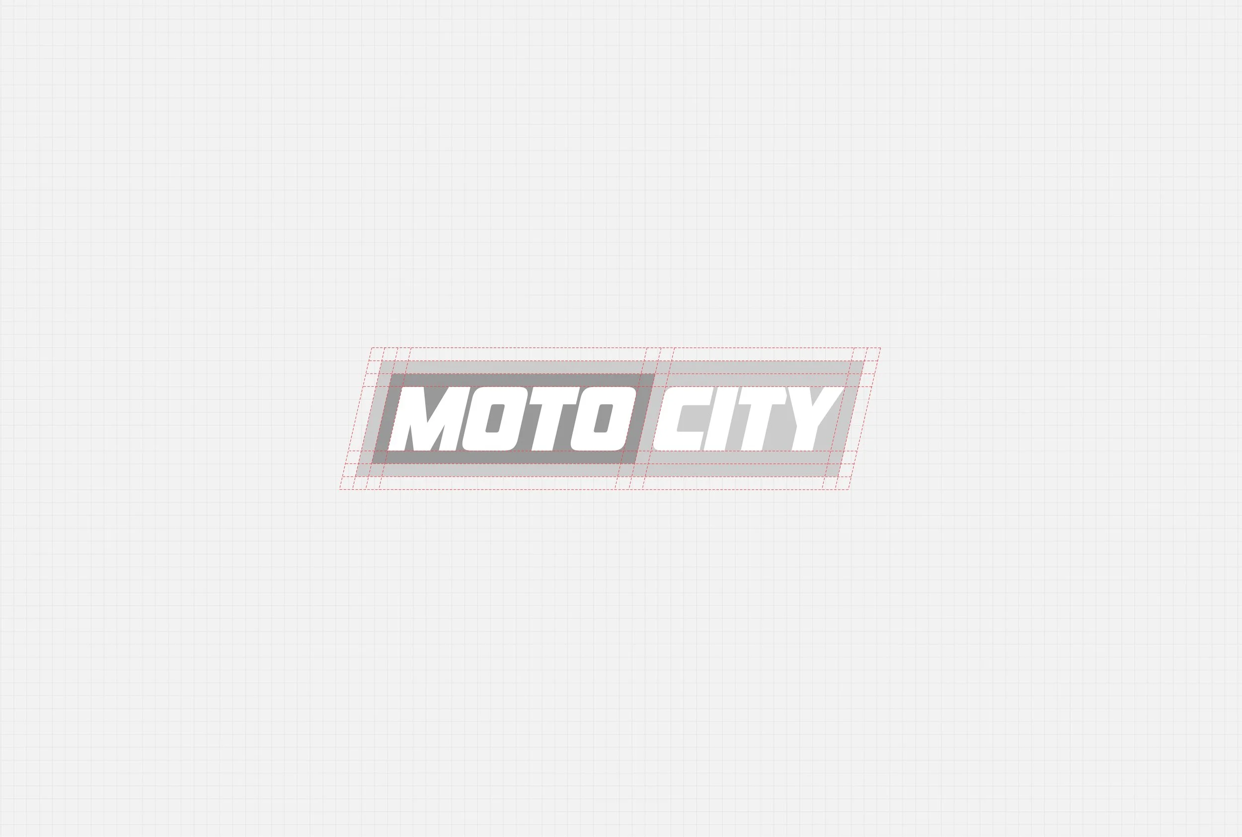 Logo de Moto City en estilo moderno con letras en negrita en tonos gris y blanco