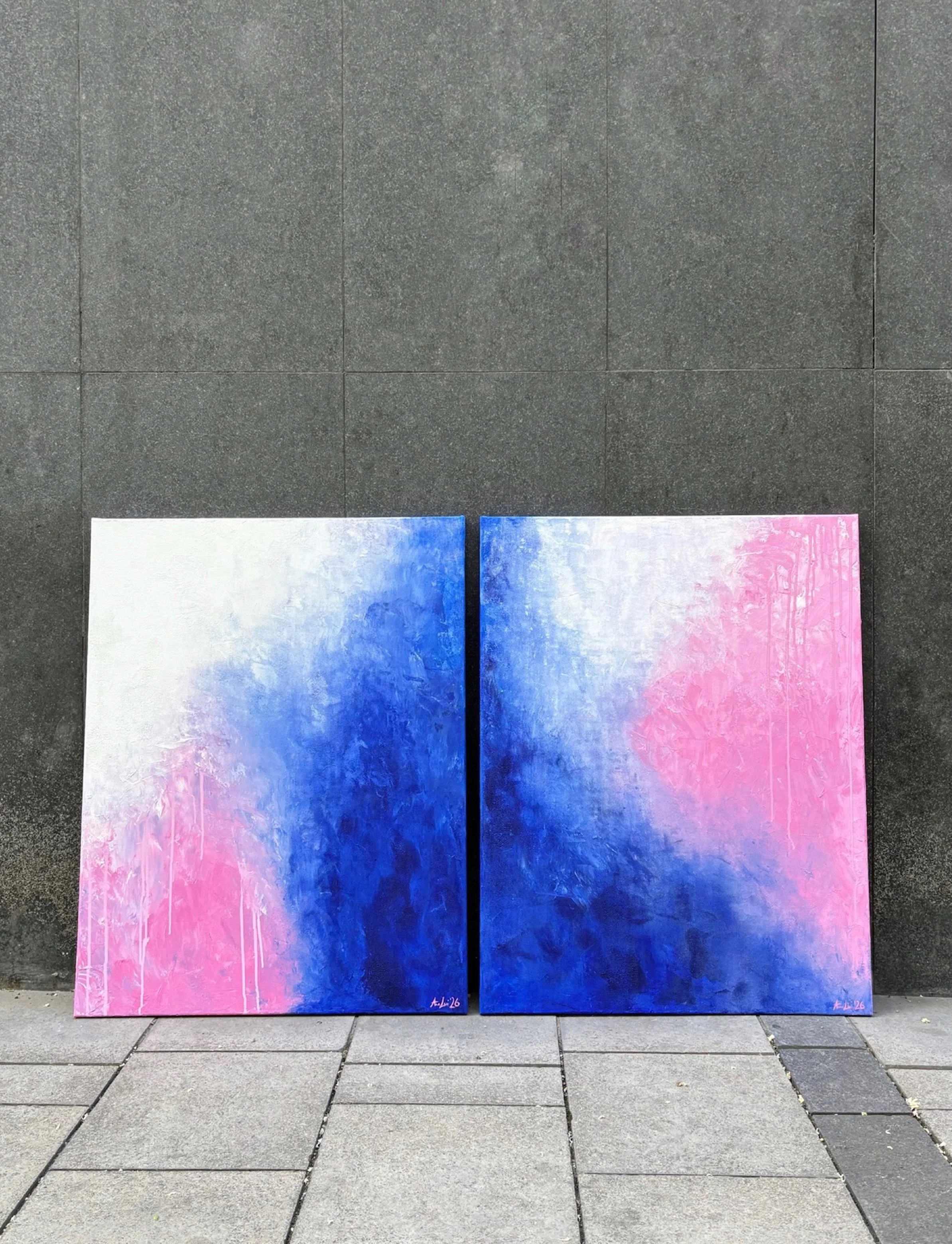 The duo is duoing 🩷💙

&bdquo;Cascade of Dreams No 1 &amp; 2&ldquo;

#myart #smallartist #modernart #artwork #acrylicpainting