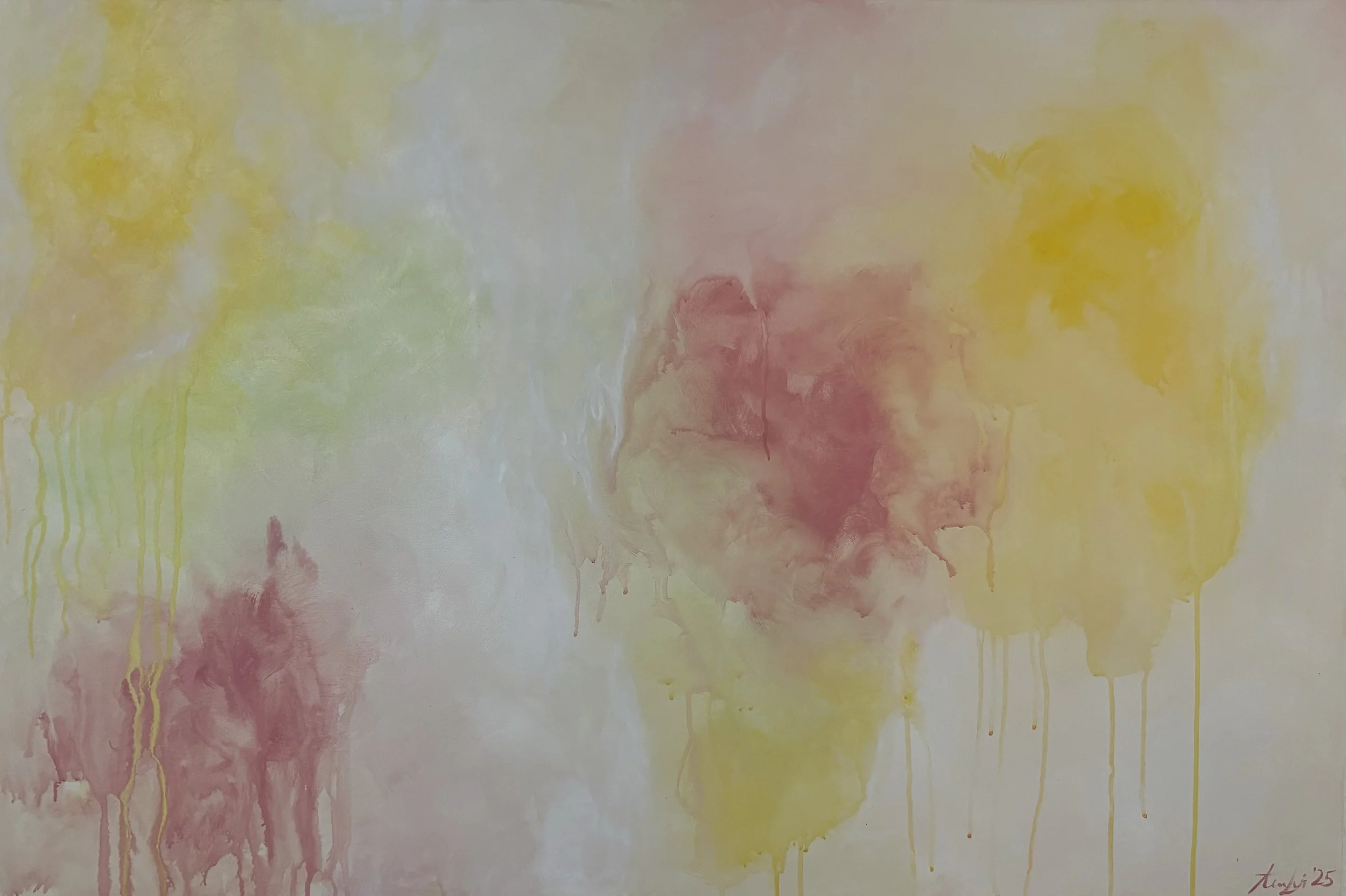 Bild mit abstrakten Blumen in Pastelltönen